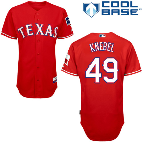 Corey Knebel #49 Youth Baseball Jersey-Texas Rangers Authentic 2014 Alternate 1 Red Cool Base MLB Jersey
